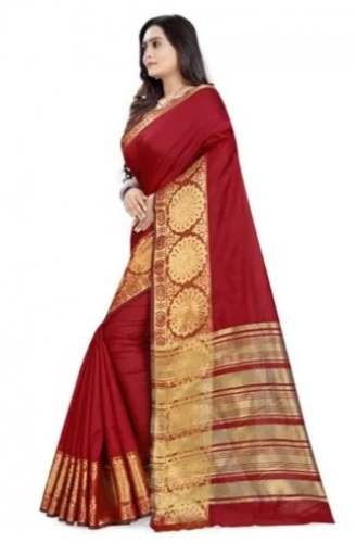 Maroon Digital Printed Cotton Saree For Women by Flyingwing Enterprise