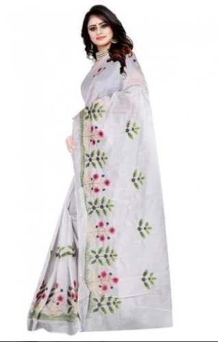 New Collection White Georgette Saree by Flyingwing Enterprise