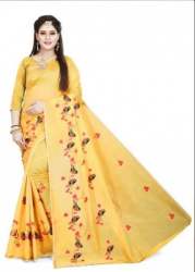 Party Wear Yellow Printed Chiffon Saree