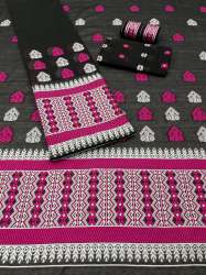 Black rani Cotton Silk Assame Mekhela Chador 