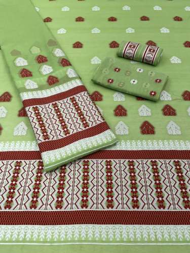 Pista Cotton Silk Woven Mekhela Chadar 