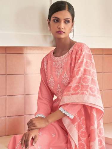 Pink Hand Embroidered Four Button Kurtis 