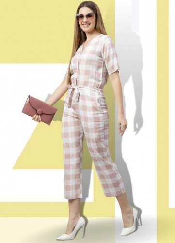 Formal wear Checks Girls Jumpsuit 