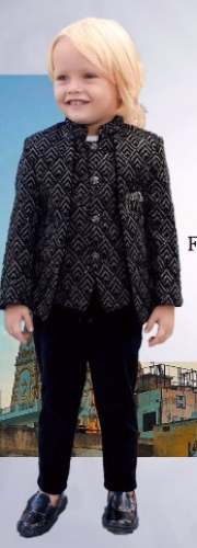 Designer Black Kids Boys Pant Shirt with Blazer