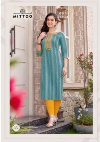 Mitoo Brand Rayon Embroidered Kurti  by Priyanjal Ethnicity