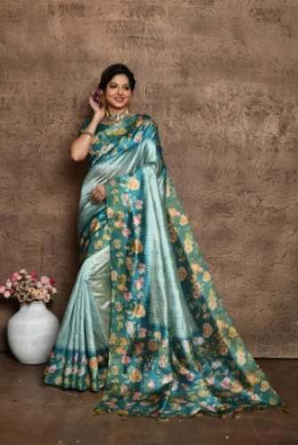 Women Soft Tussar Silk Saree With Blouse Piece
