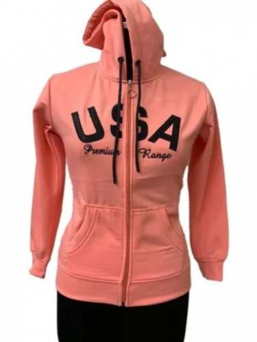 Baby Pink Ladies Printed Hoodie