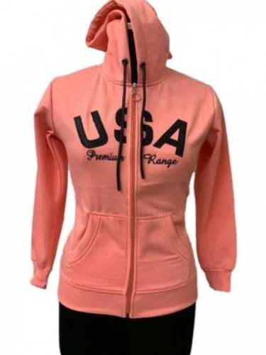 Baby Pink Ladies Printed Hoodie by Compitent Impex