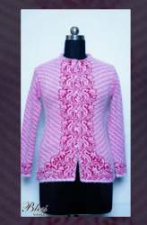 Pink And White Full Sleeve Winter Wear Cardigan