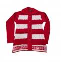 Red And White Woolen Cardigan 