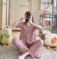 Pink Printed Shirt Pant Night Suit For Women