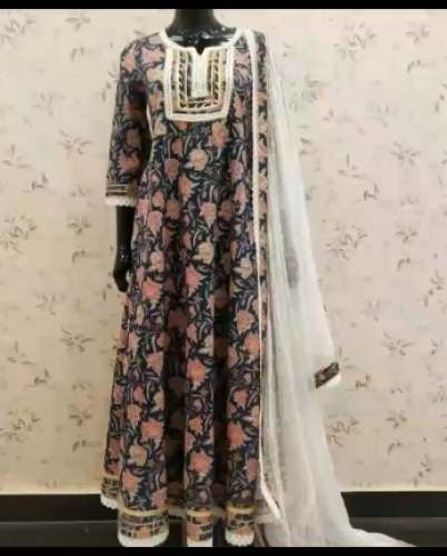 Black Readymade Jaipuri Anarkali Suit by Banaav D Fashion