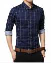 Slim Fit Checks Blue Shirt by Chirag Clothing
