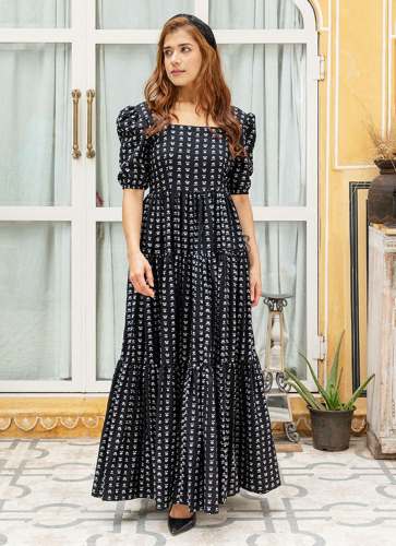Black Printed Maxidress Gown