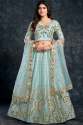 Designer Sky Blue Italian Silk Lehenga Choli by Aahvan Designs thumb 2