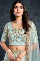 Designer Sky Blue Italian Silk Lehenga Choli by Aahvan Designs thumb 3