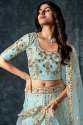 Designer Sky Blue Italian Silk Lehenga Choli by Aahvan Designs thumb 4