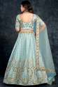 Designer Sky Blue Italian Silk Lehenga Choli by Aahvan Designs thumb 6