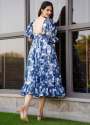NAVY BLUE GEORGETTE PRINTED WESTERN DRESS thumb 1