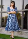 NAVY BLUE GEORGETTE PRINTED WESTERN DRESS thumb 2