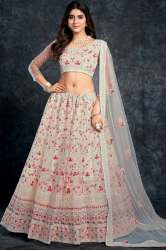 Party Wear White Thread , Embroidered Work Lehenga Choli