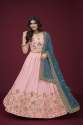 Peach Georgette Embroidery Work Designer Lehenga Choli  thumb 1