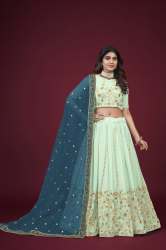 Pista Green Georgette Embroidery Work Designer Lehenga Choli 