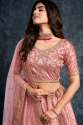 Pretty Peach Italian Silk Embroidered Lehenga by Aahvan Design thumb 2