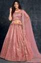 Pretty Peach Italian Silk Embroidered Lehenga by Aahvan Design thumb 5