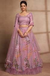 Purple Organza Digital Printed Lehenga Choli 