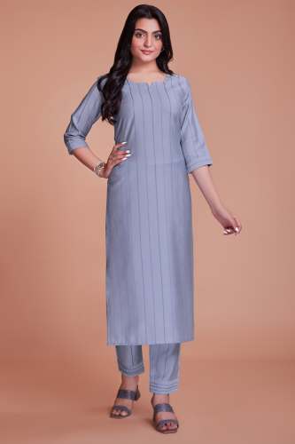 Purple Viscose Kurti Pant Pair