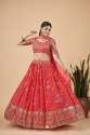 Red Floral Print Georgette Base Designer Lehenga Choli  thumb 1