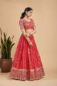 Red Floral Print Georgette Base Designer Lehenga Choli  thumb 2