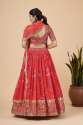 Red Floral Print Georgette Base Designer Lehenga Choli  thumb 3