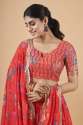 Red Floral Print Georgette Base Designer Lehenga Choli  thumb 4