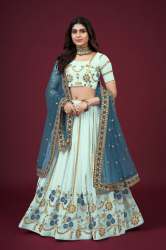 Sky Blue Georgette Embroidery Work Designer Lehenga Choli 