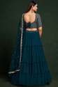 TEAL BLUE GEORGETTE EMBROIDERY WORK LEHENGA CHOLI thumb 4