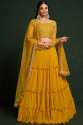 YELLOW GEORGETTE DESIGNER SEQUENCE WORK LEHENGA CHOLI