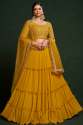 YELLOW GEORGETTE DESIGNER SEQUENCE WORK LEHENGA CHOLI thumb 1