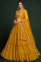 YELLOW GEORGETTE DESIGNER SEQUENCE WORK LEHENGA CHOLI thumb 2