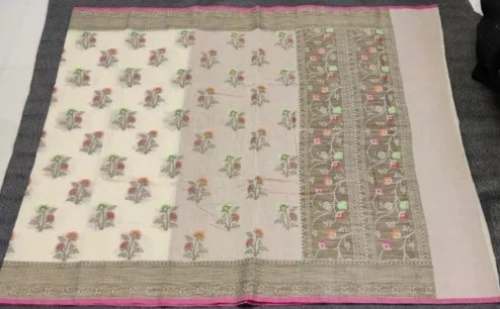 Designer Cream Kanchipuram Silk Saree 