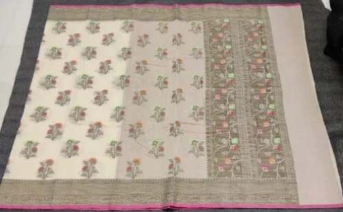 Designer Cream Kanchipuram Silk Saree  by Arpit Fabrics