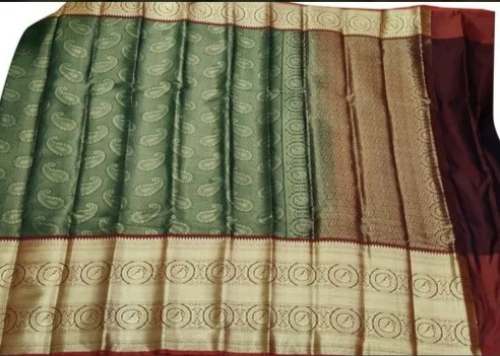 Kanchipuram Silk Green Printed Saree by Arpit Fabrics