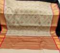 Kanchipuram Silk Printed Cream Saree thumb 1