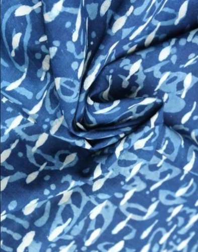 Indigo Printed Cotton Fabric  by Vashu Fabrics