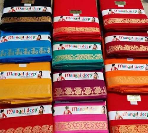 Plain Body Cotton Jacquard Border Blouse Fabric  by Mangal Deep Fabrics Private Limited