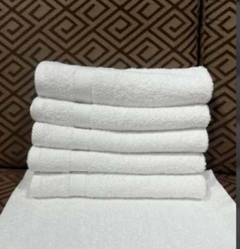 White Cotton Hand Towel by Ali and Hassan Exports