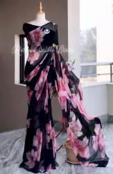 Bangalory Satin Soft Georgette Saree For Women