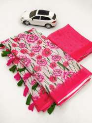 Digital Printed Linen Saree For Women