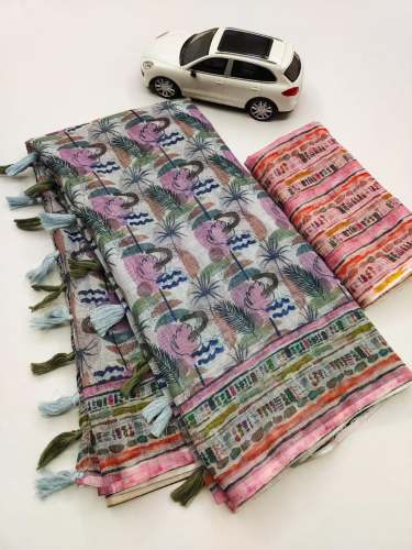 Fancy Linen Digital Printed Saree 